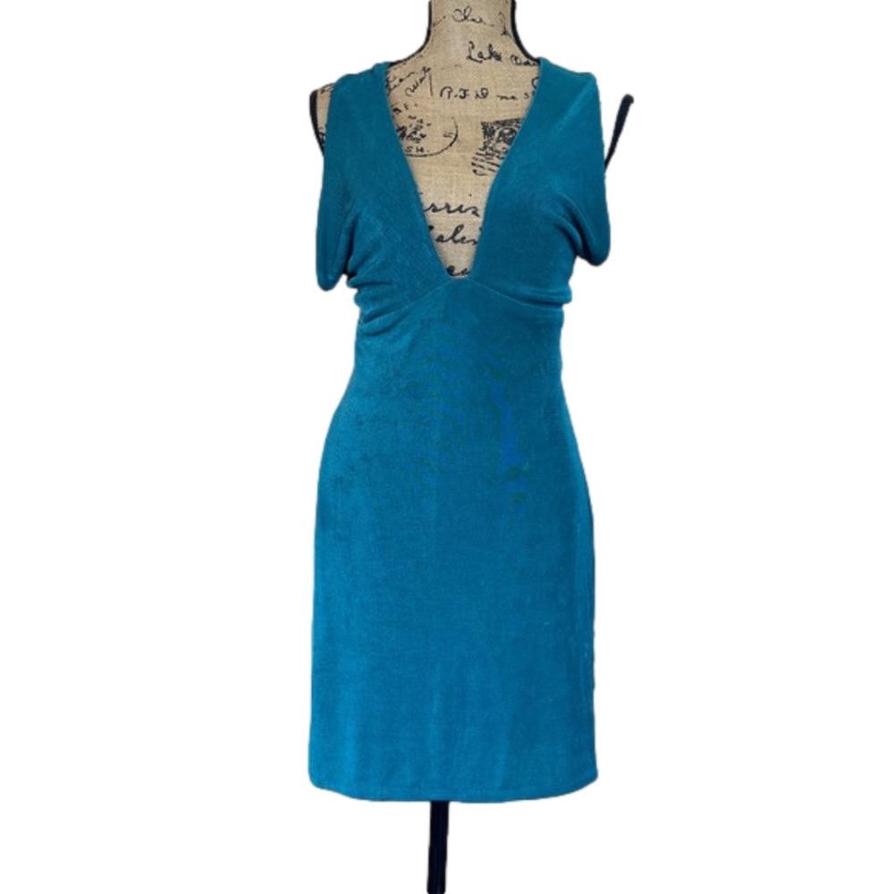 Wild Fable Dress Women's Large Dark Teal Green Criss Cross Sleeveless New
